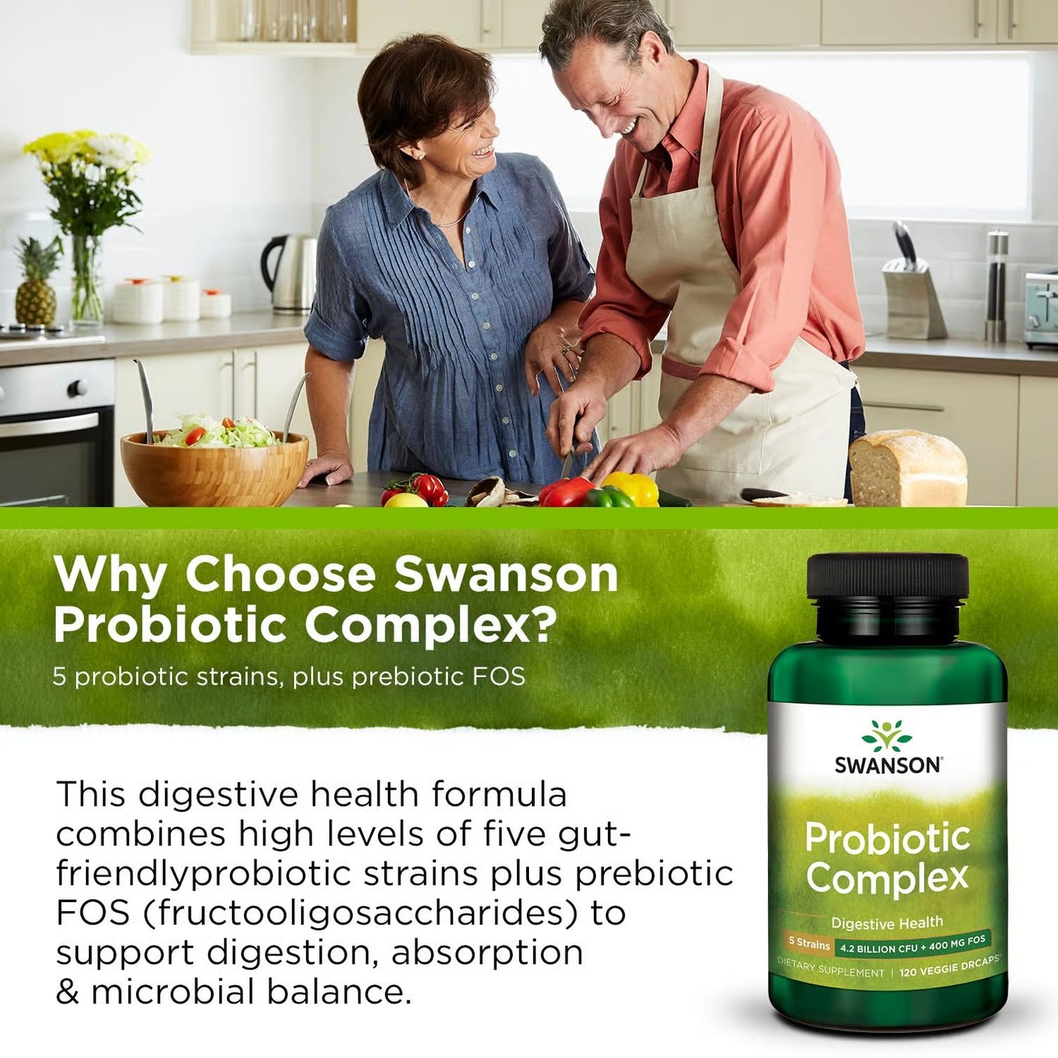 Swanson Probiotic Complex – format DRcaps végétales, meilleure stabilité gastrique.