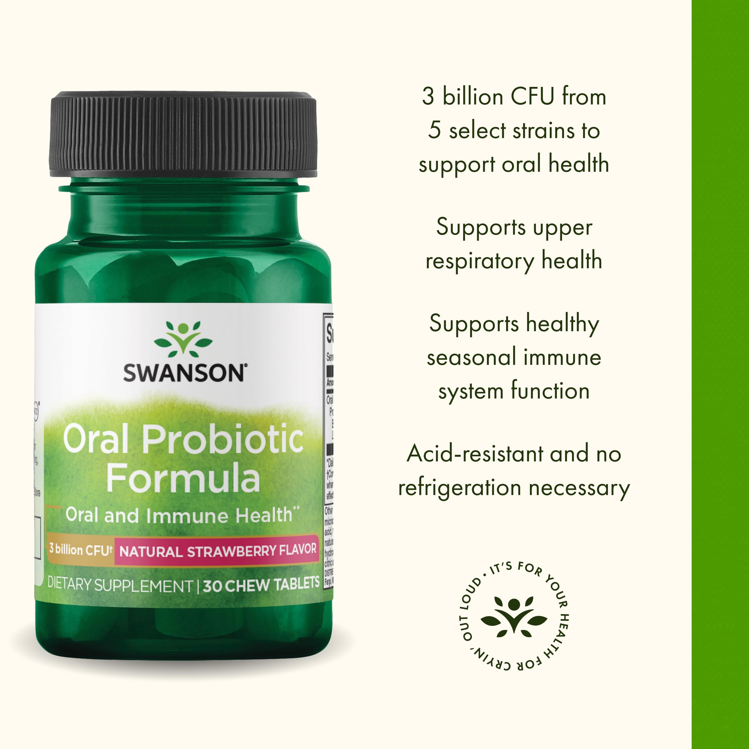 Swanson Probiotique Buccal – bouteille certifiée BPF pour traçabilité et pureté.