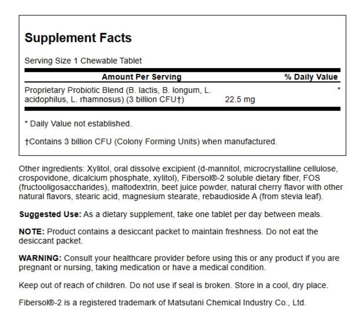 Probiotique Swanson Enfants Cerise — utilisation quotidienne facile