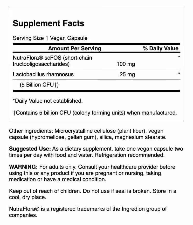 Capsules probiotiques Swanson LR-FOS, emballage pratique pour voyager et soutenir l'équilibre intestinal