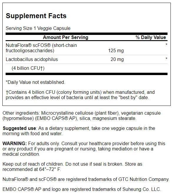 Probiotiques Swanson Prolacto: capsules faciles à avaler pour favoriser l'équilibre de l'intestin.