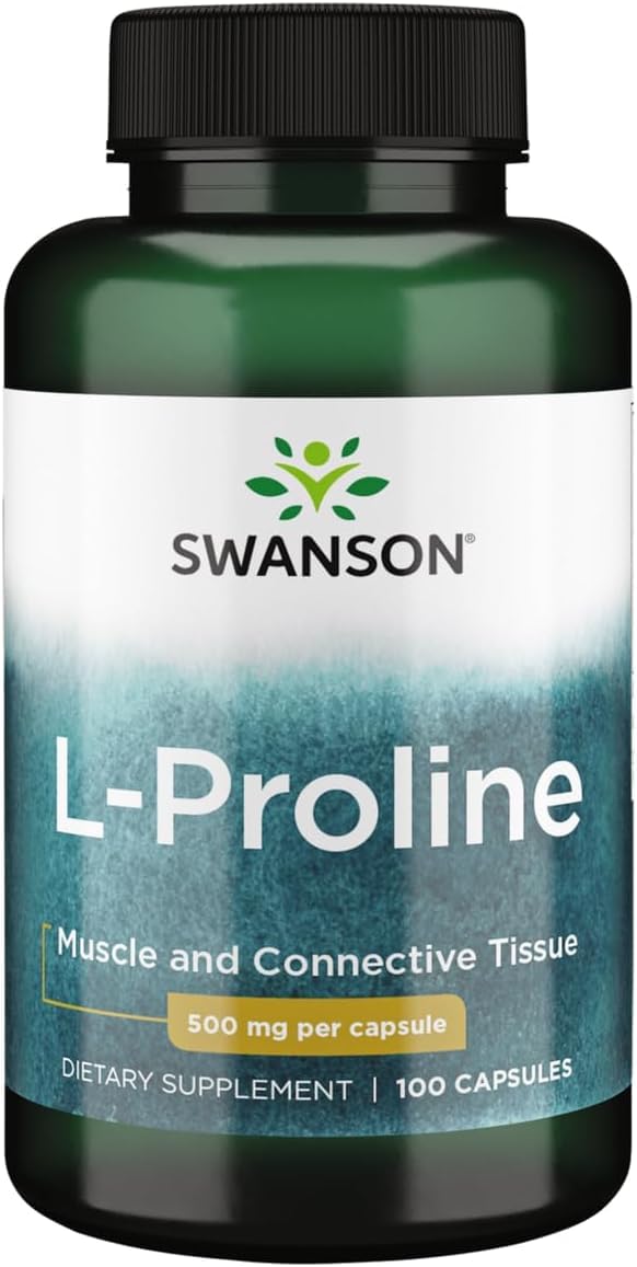 Capsules Swanson Proline dans une bouteille, soutien potentiel du tissu conjonctif.