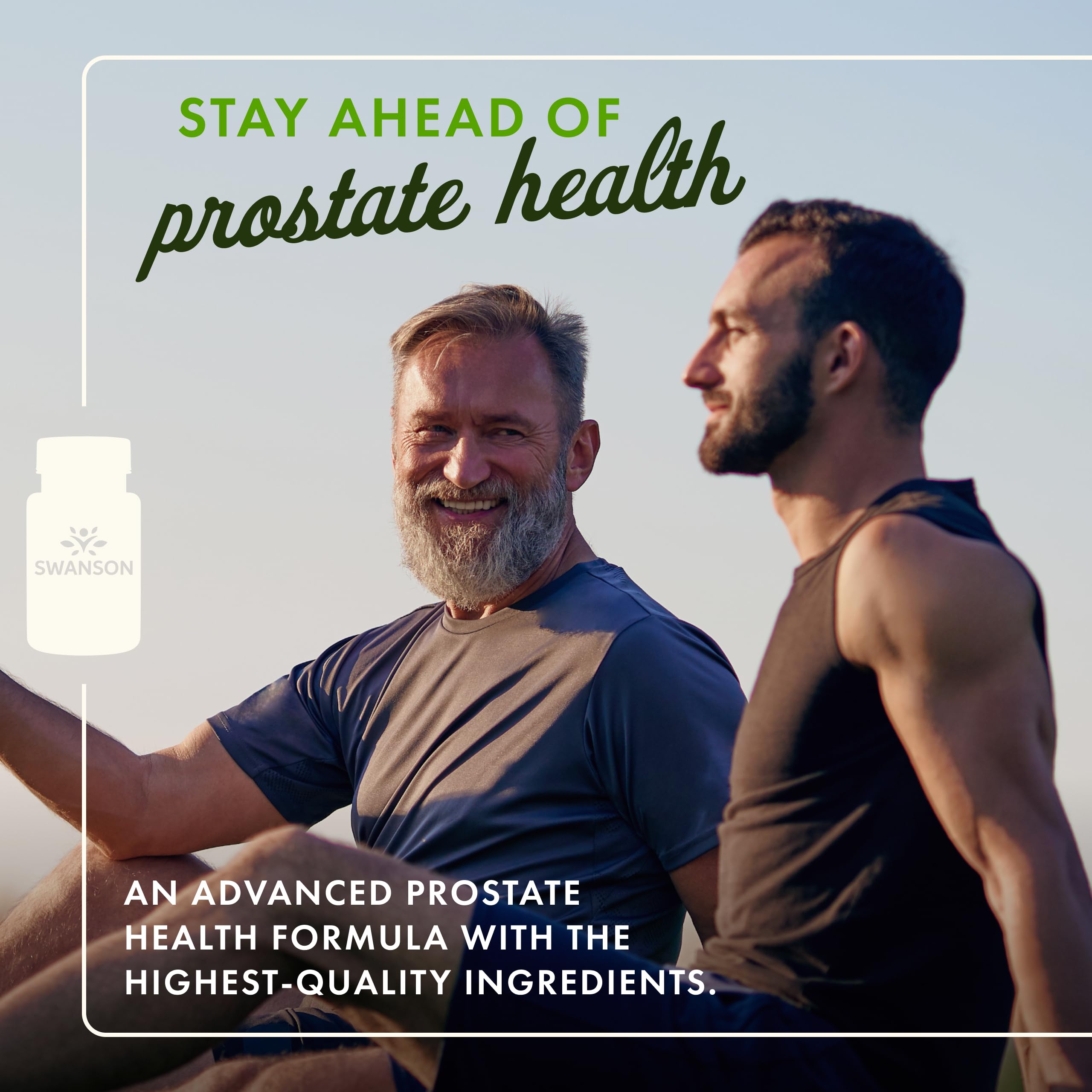 Capsules végétales Swanson Prostate Plus, faciles à avaler et intégrées à une routine quotidienne.