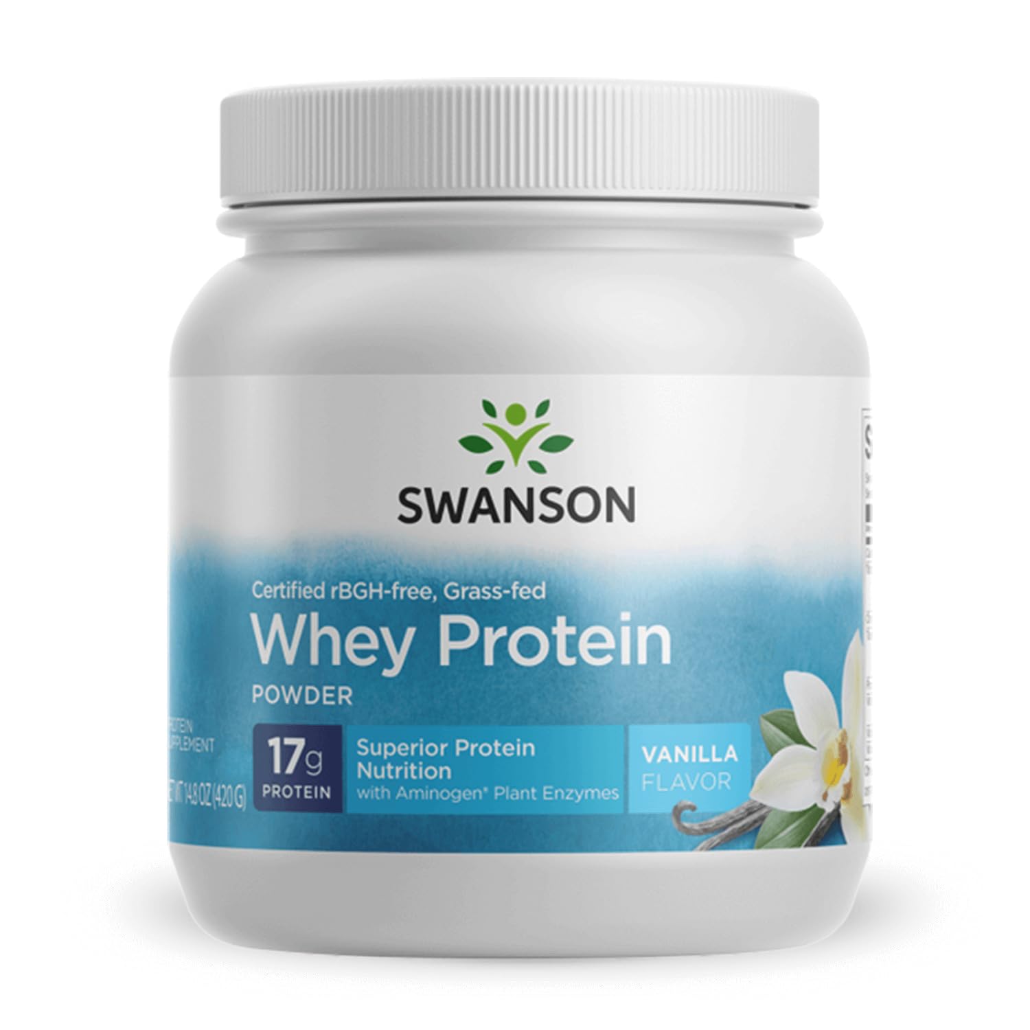 Swanson protéine de petit-lait vanille – emballage du produit, protéines de qualité pour énergie durable
