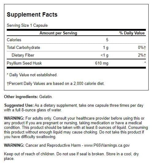 Swanson psyllium coques 610 mg – boîte, option pratique pour fibres quotidiennes et transit