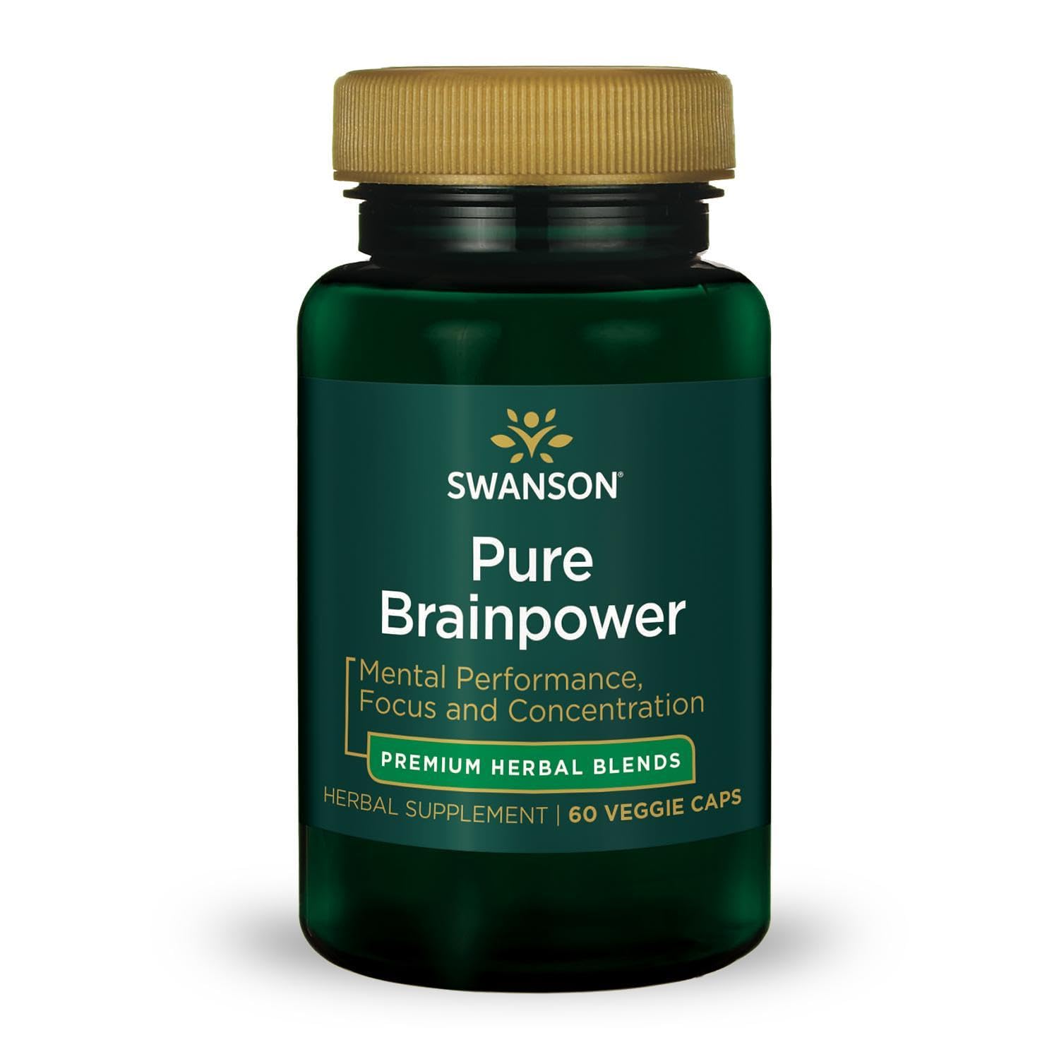 Swanson Pure Brainpower: bouteille de gélules véganes soutient potentiellement la concentration.