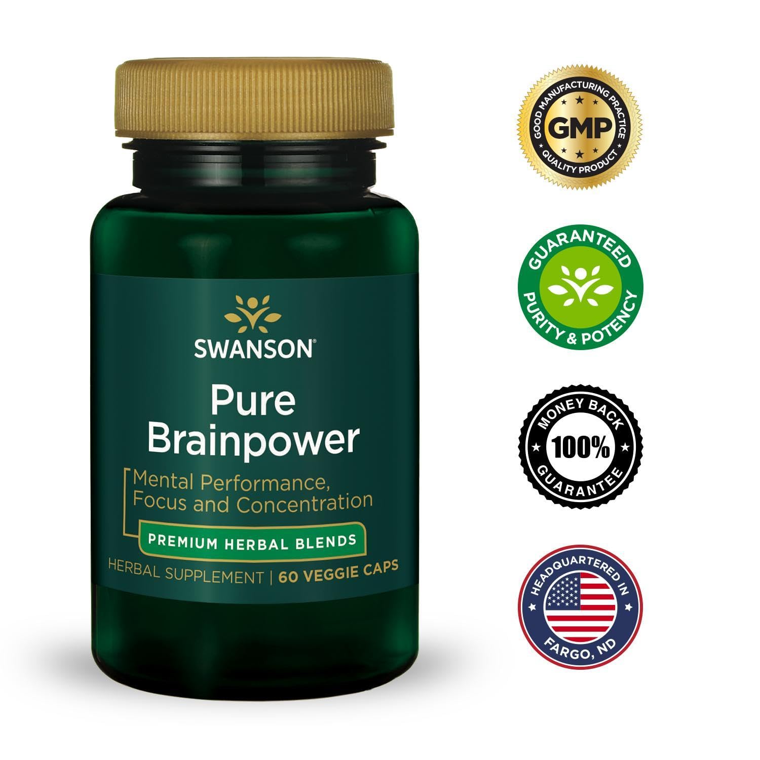 Swanson Pure Brainpower: capsules véganes faciles à avaler après le petit-déjeuner.