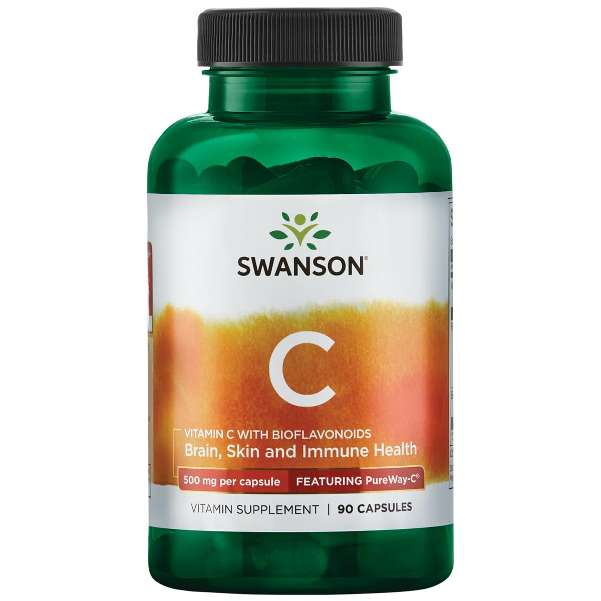 Swanson Pureway Vitamin C 500 mg — flacon avec bioflavonoïdes, soutien potentiel du système immunitaire