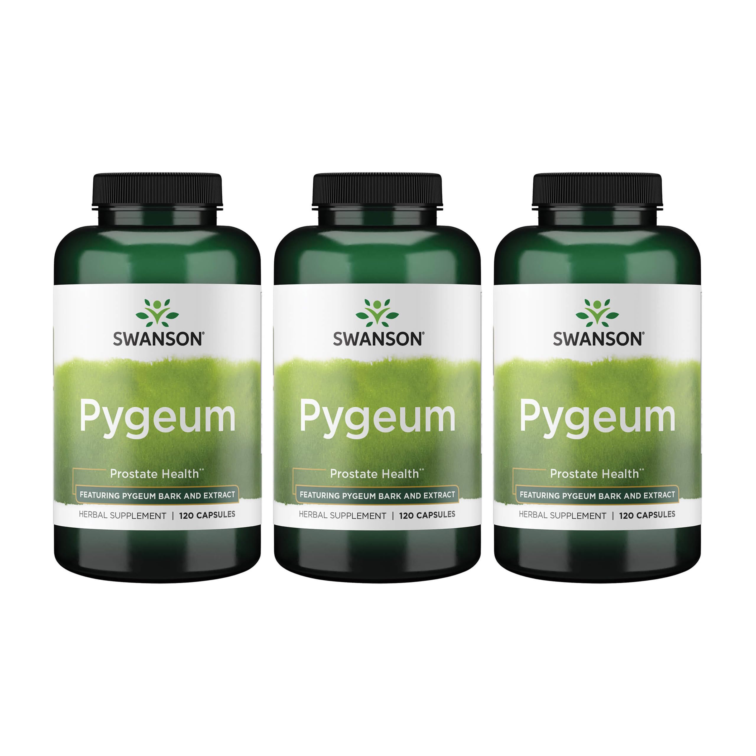 Swanson Pygeum capsules et bouteille: soutien potentiel de la fonction urinaire.