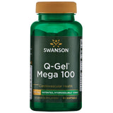 Swanson Q-Gel Mega 100, bouteille opaque montrant absorption élevée et énergie potentielle.