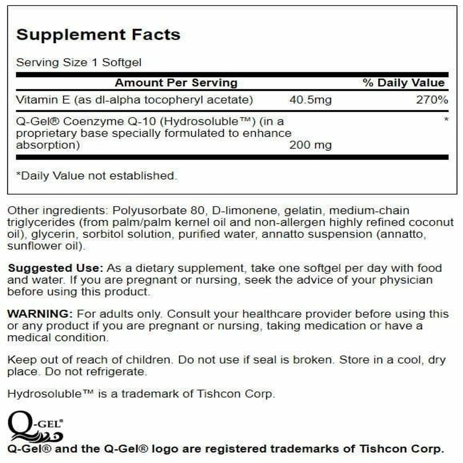 Swanson Q-Gel Mega 200 – emballage soigné, traçabilité et qualité