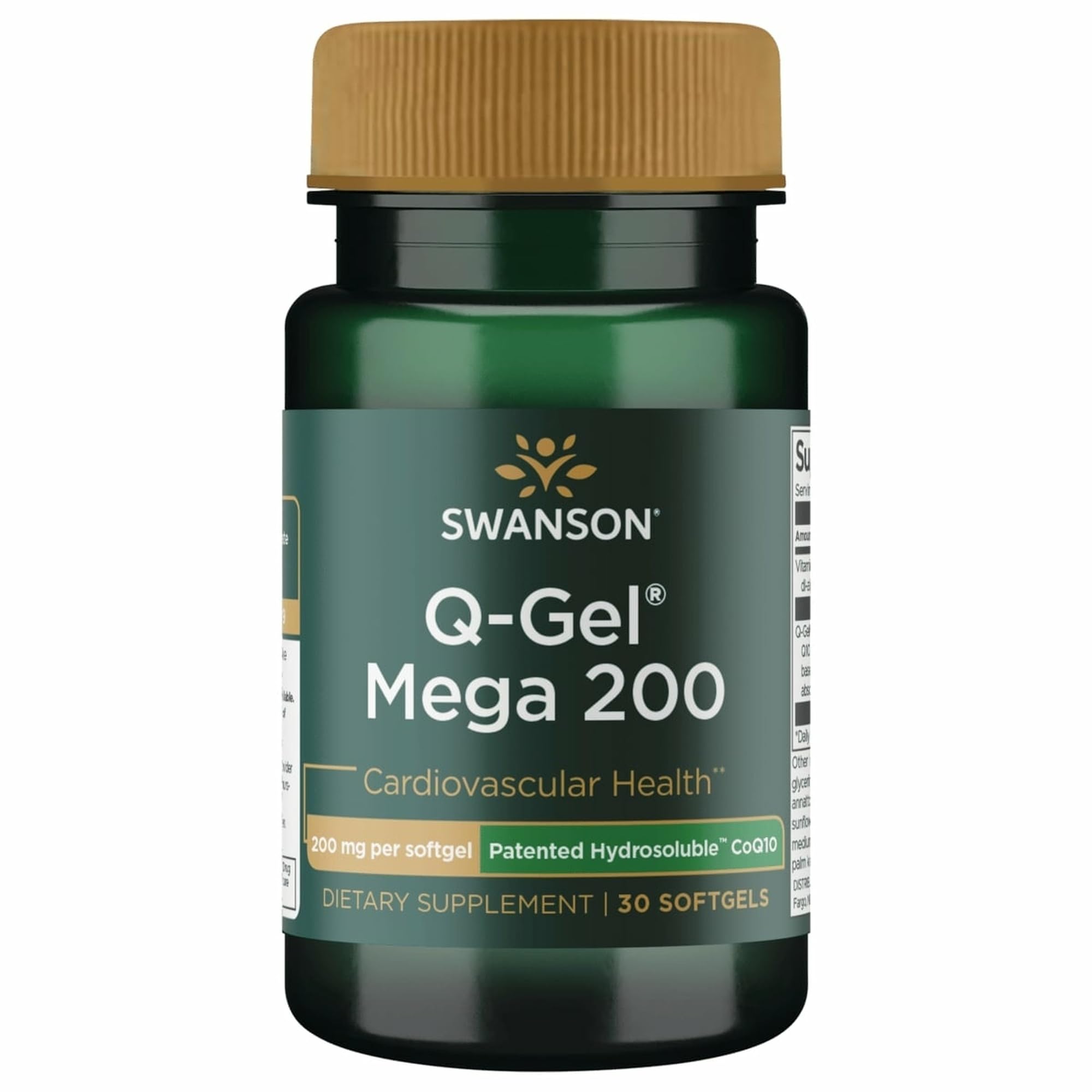 Swanson Q-Gel Mega 200 – bouteille ouverte, absorption potentielle facilitée