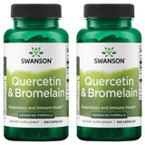 Swanson Quérétine et Bromélaïne – bouteille de capsules pour un soutien respiratoire potentiel.