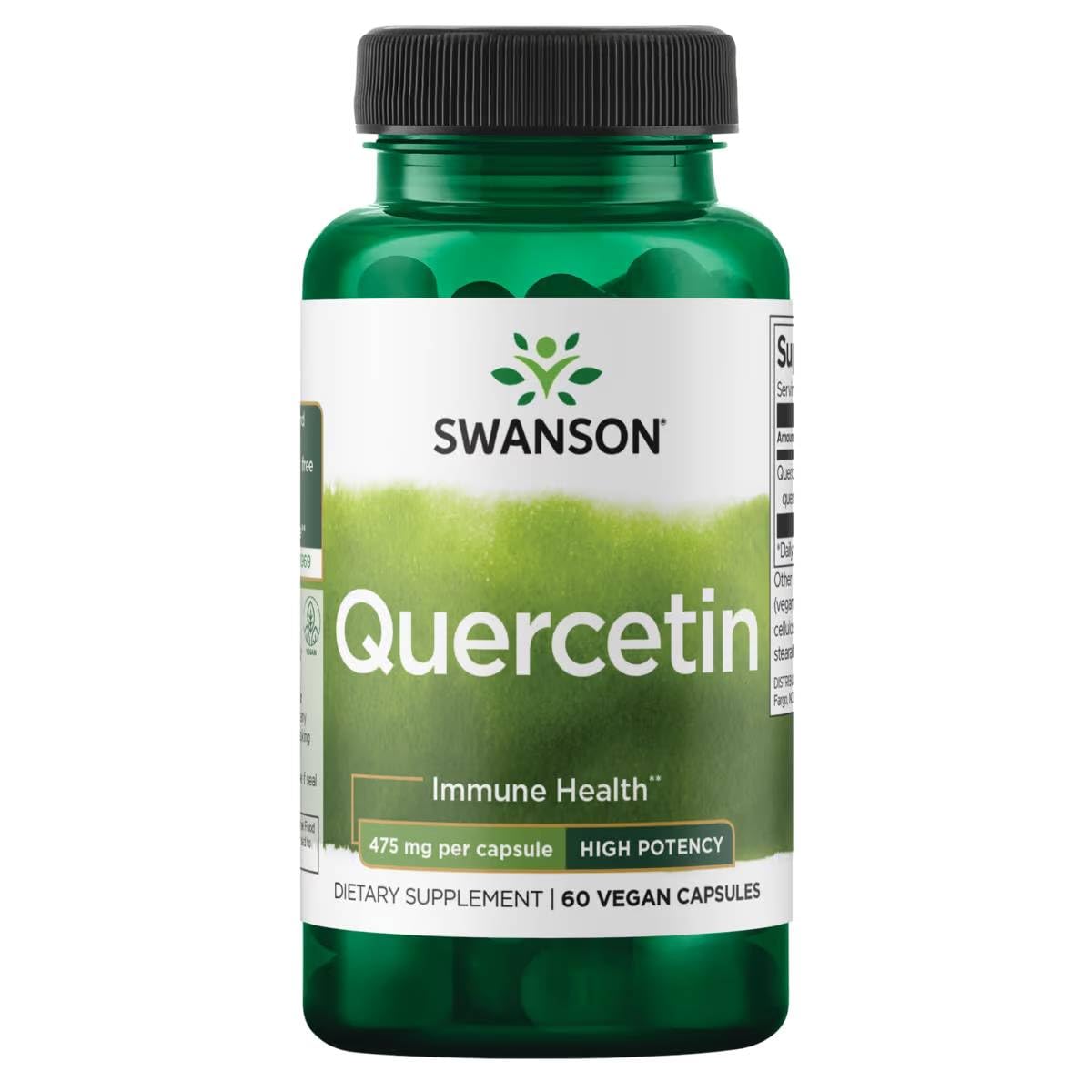 Swanson Quercétine haute puissance – bouteille de capsules végétales, soutien oxydant potentiel.
