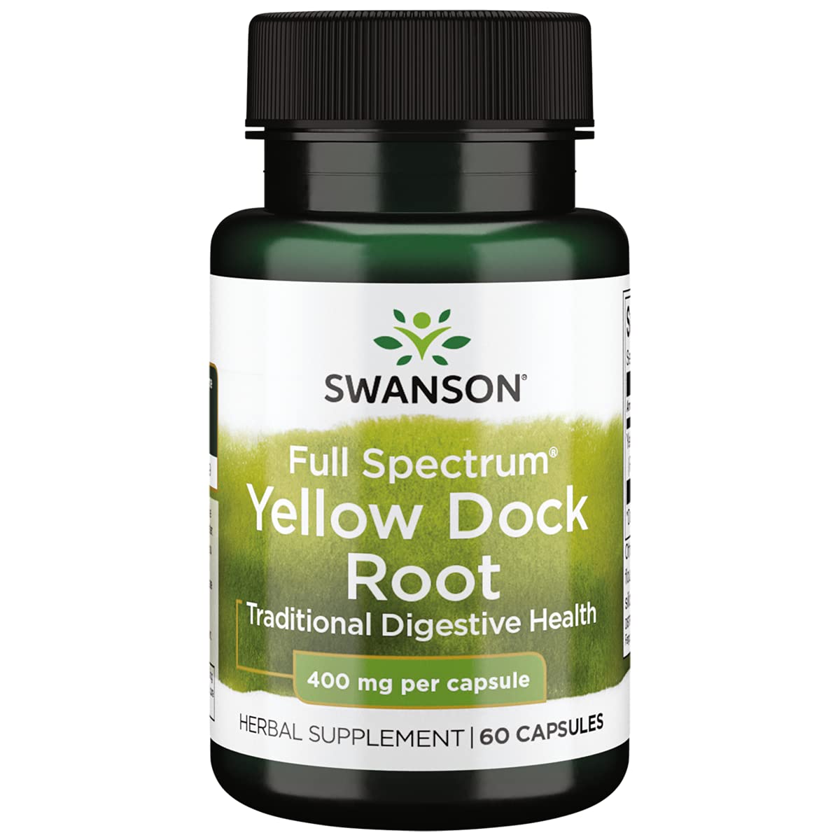Swanson racine dock jaune, bouteille de gélules pour le soutien digestif potentiel