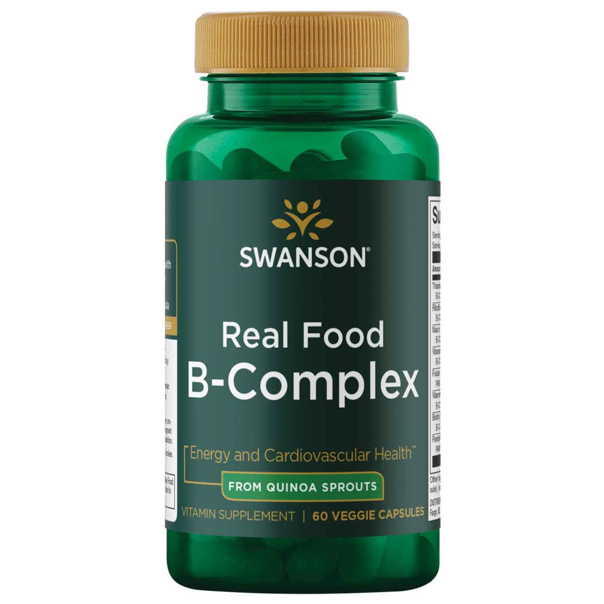 Swanson Real Food B-Complex, bouteille, soutien potentiel d'énergie et bien-être quotidien