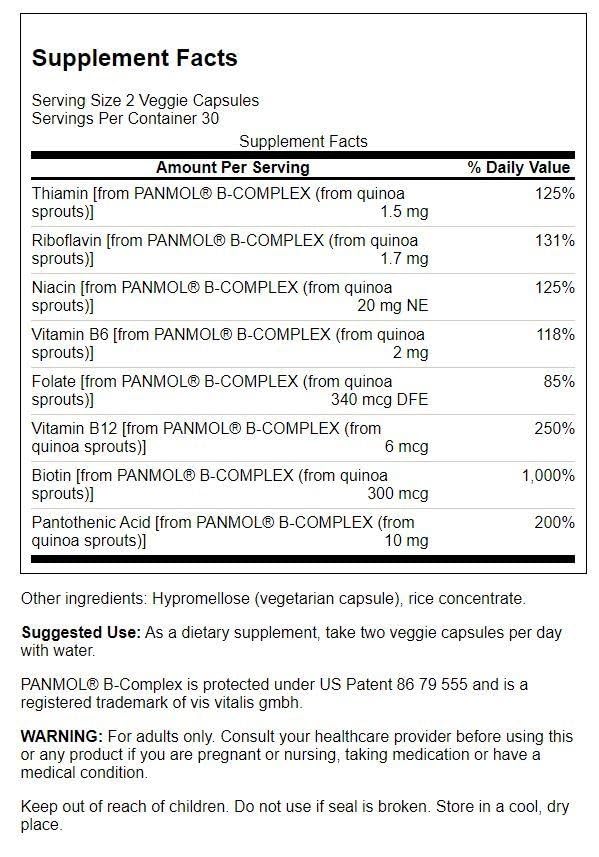 Swanson Real Food B-Complex, ingrédients, formule transparente pour un apport nutritionnel clair
