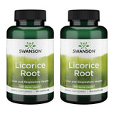 Swanson Réglisse racine, bouteille 450 mg, soutien digestif et voies respiratoires potentiels.