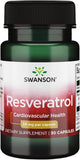 Swanson Resveratrol 50, bouteille et capsules, potentiel soutien antioxydant quotidien.