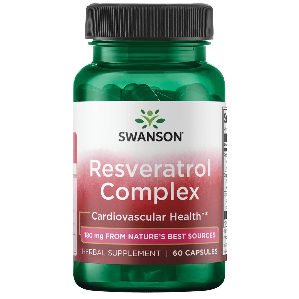 Swanson Résveratrol Complex : bouteille, soutien potentiel à la vitalité générale.