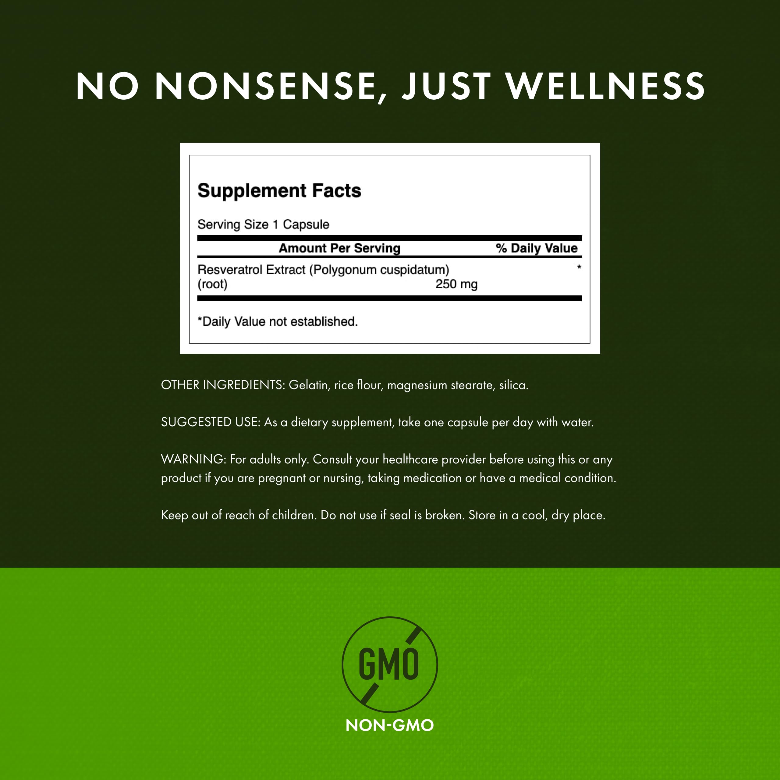 Swanson Resveratrol - etiquette lisible, informations produit claires