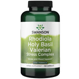 Swanson Rhodiola Basilic Sacré et Valériane flacon: soutien zen et énergie mentale.