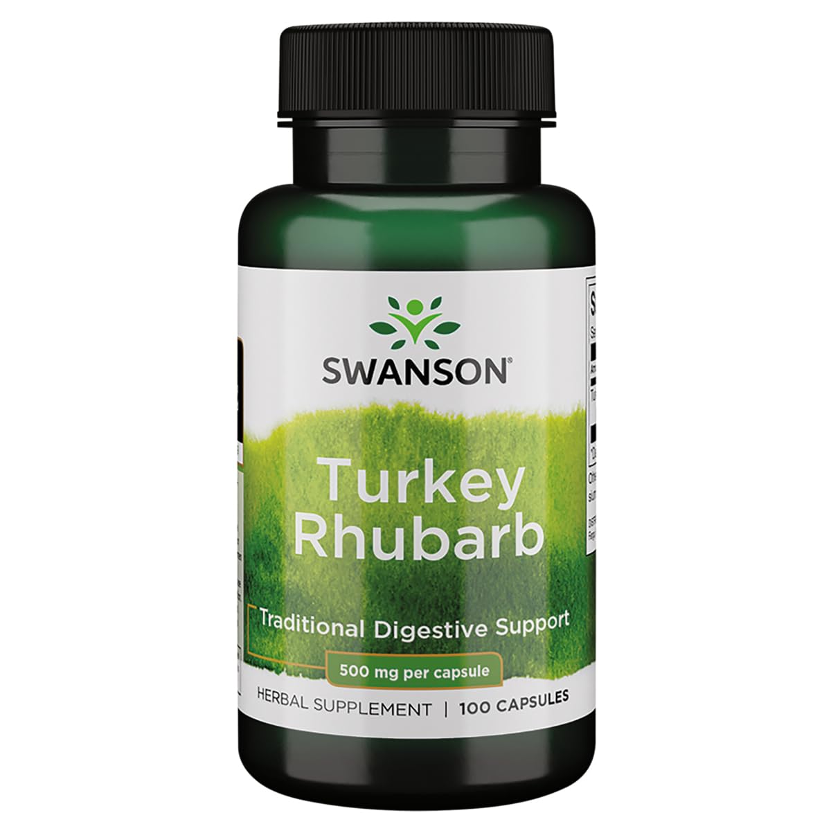 Swanson rhubarbe de turquie: gélules et étiquette du produit, soutien potentiel à la digestion.