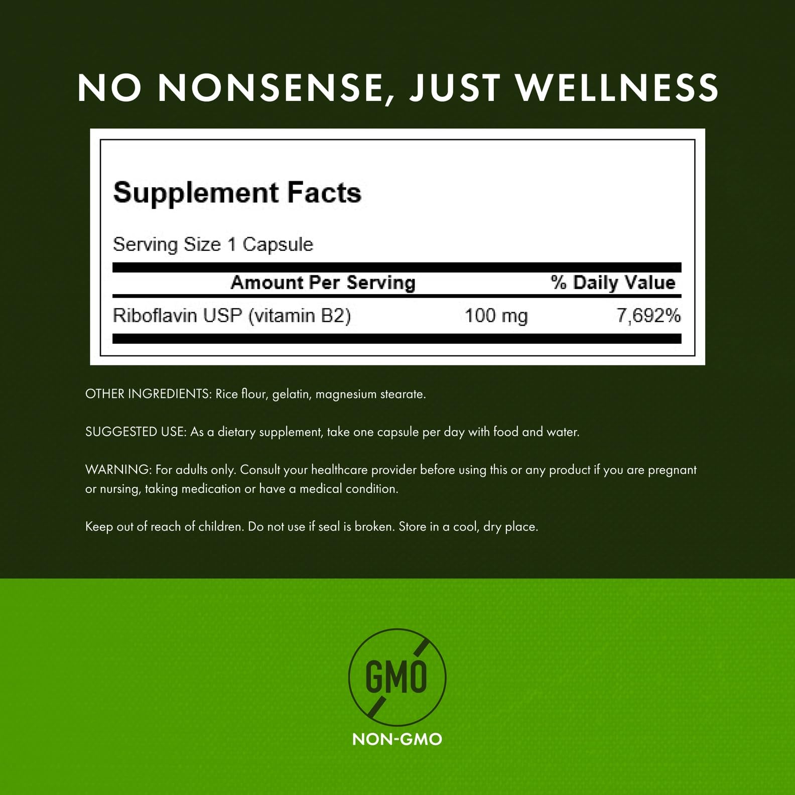 Swanson Riboflavine – étiquette et logo, fiabilité certifiée