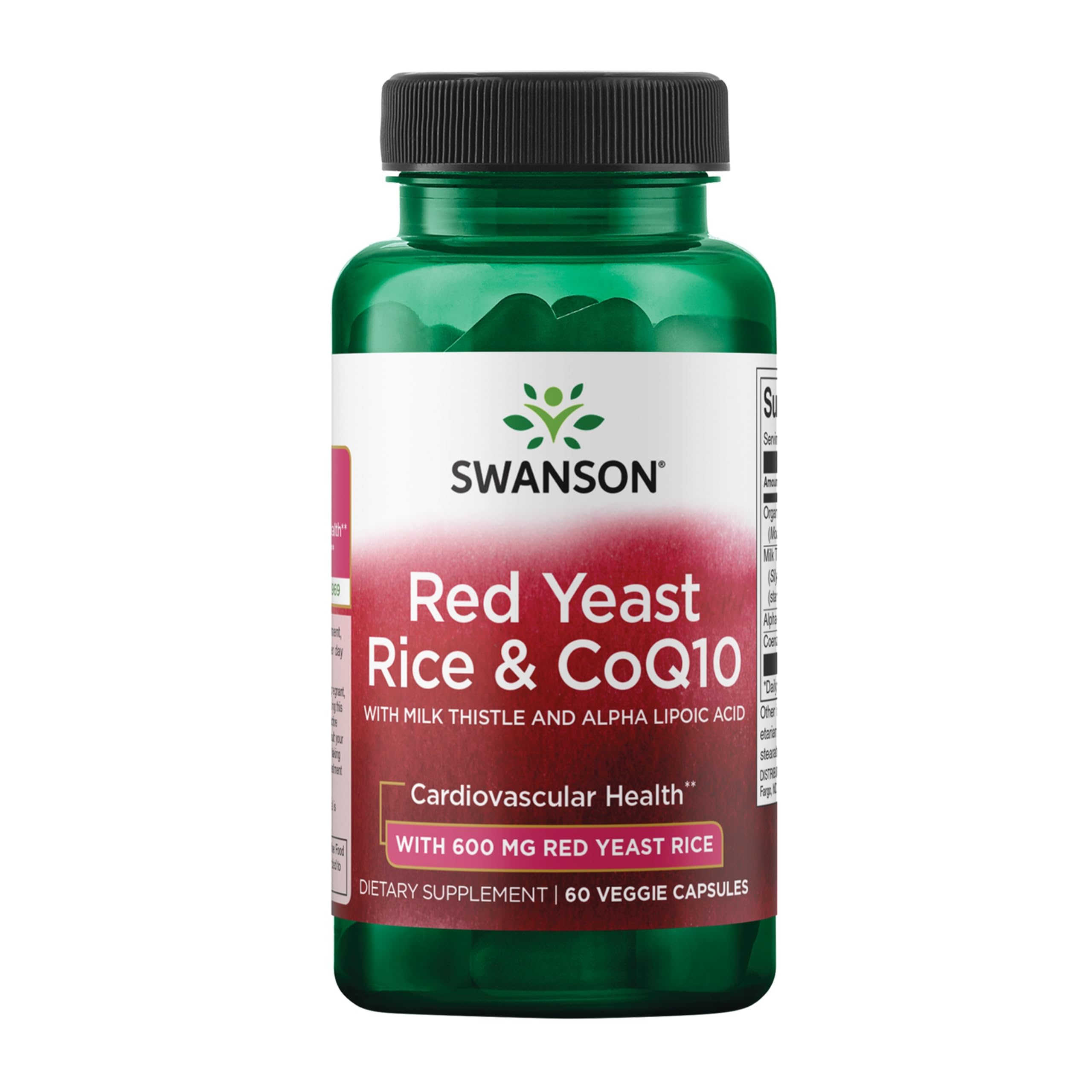 Bouteille Swanson riz rouge fermenté et CoQ10, soutien potentiel d'énergie quotidienne.
