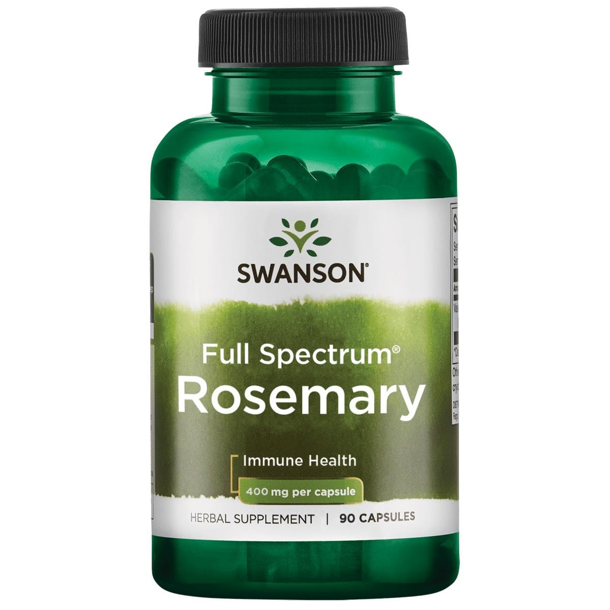 Swanson Romarin bouteille 90 capsules, soutien naturel au quotidien.