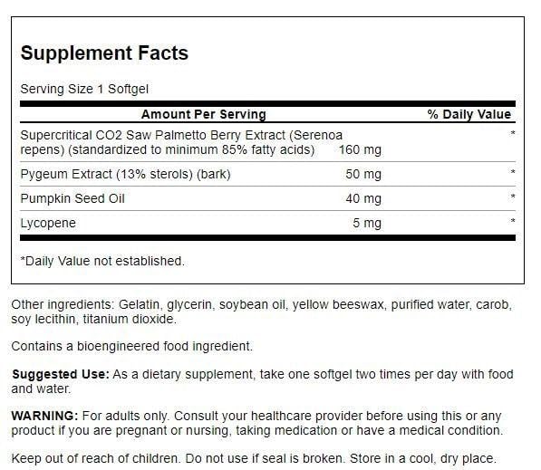 Swanson Saw Palmetto Combo – emballage, pratique pour une routine santé quotidienne