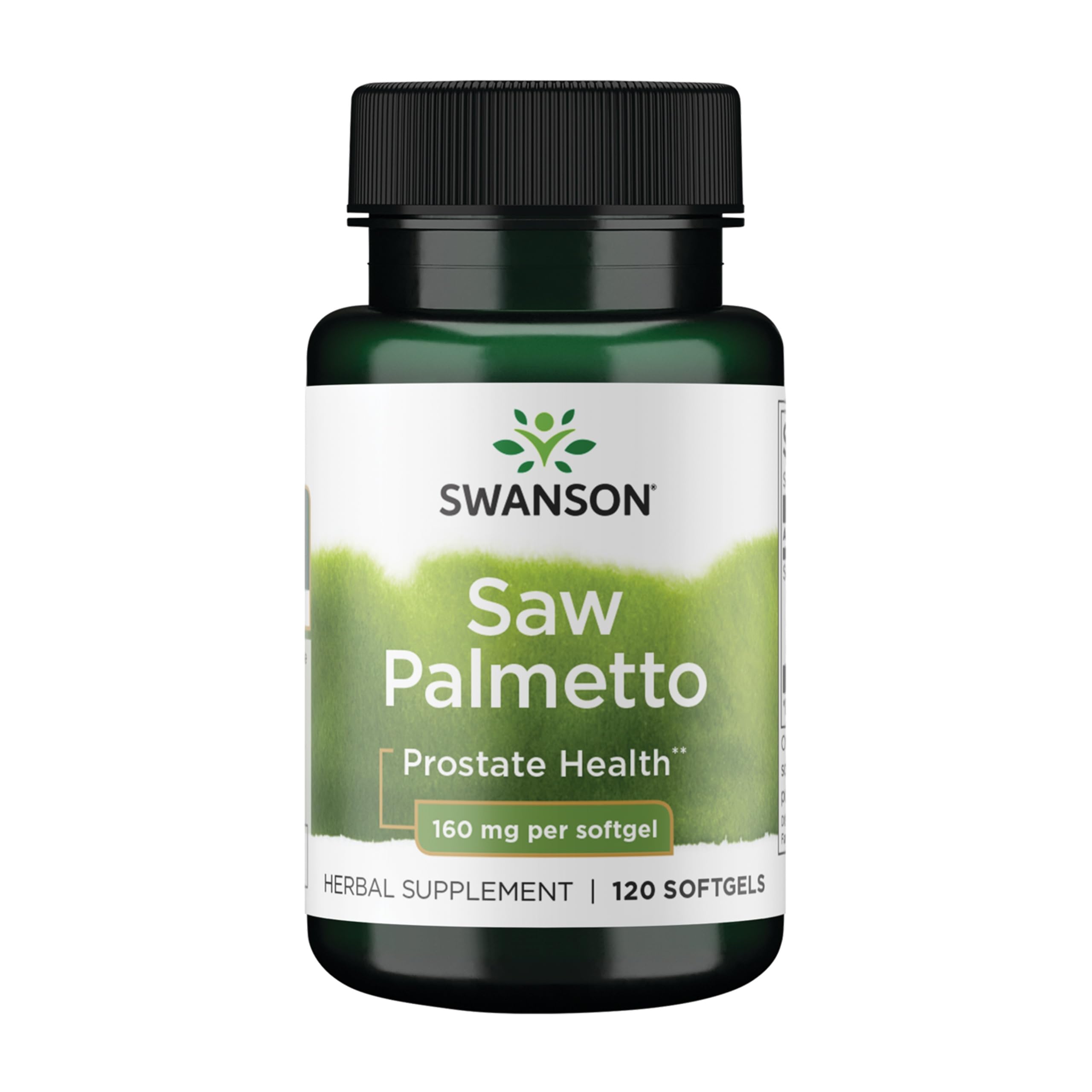 Swanson Saw Palmetto – bouteille, soutien potentiel de la prostate et du flux urinaire.