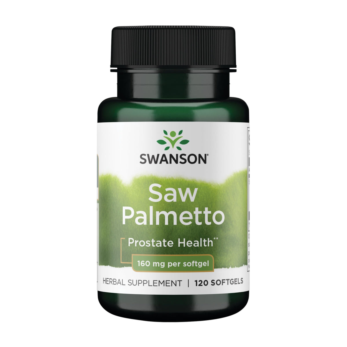 Swanson Saw Palmetto – bouteille, soutien potentiel de la prostate et du flux urinaire.