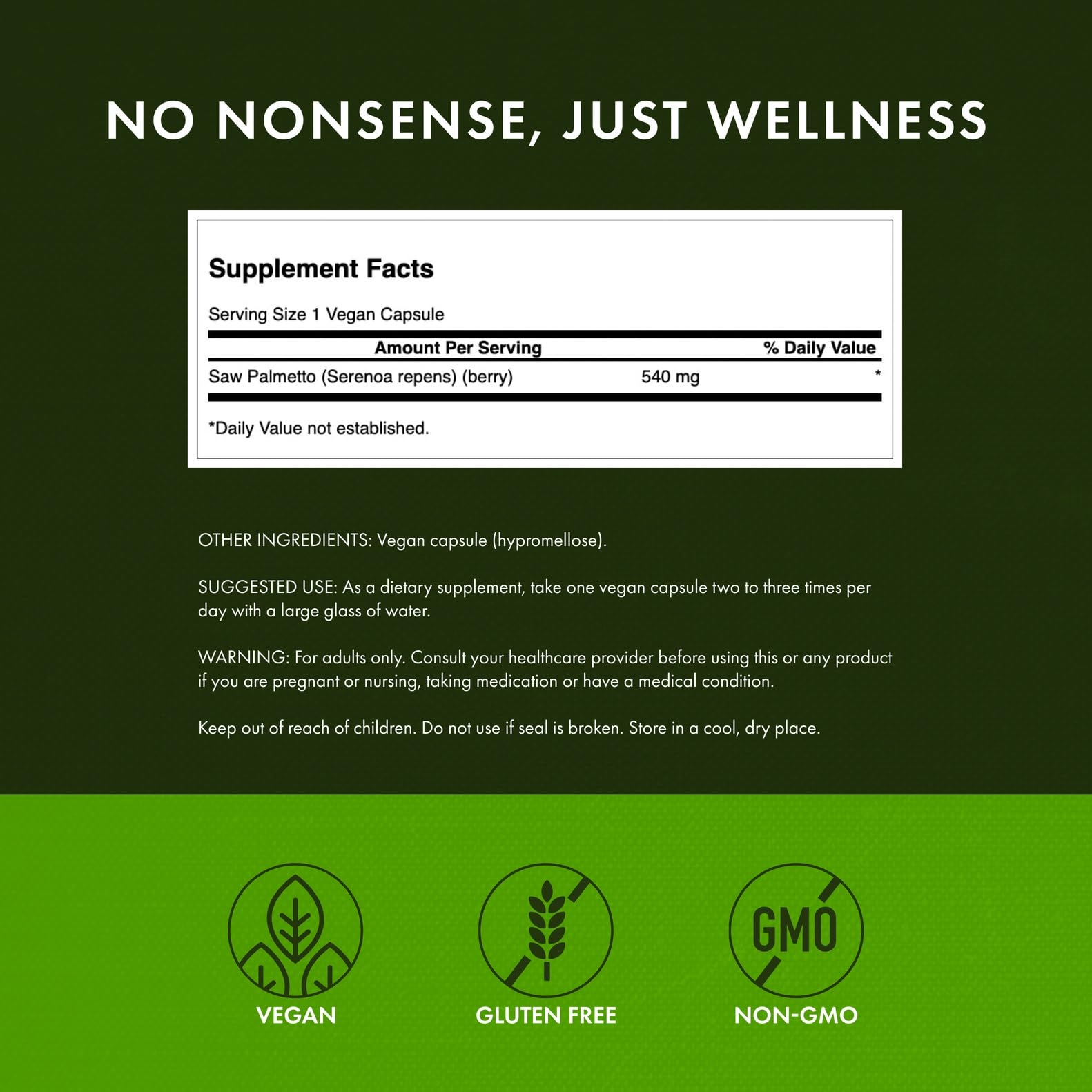 Swanson Saw Palmetto – dosage quotidien suggéré, pratique pour un usage régulier.