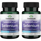 Swanson SelenoExcell, bouteille Selenium 200 mcg, 60 gélules, apport quotidien potentiel.