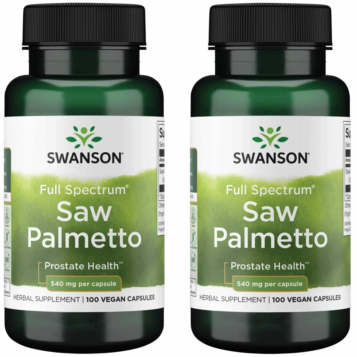 Swanson Serenoa repens – bouteille et capsules visibles, soutien potentiel à la prostate et à la santé urinaire.