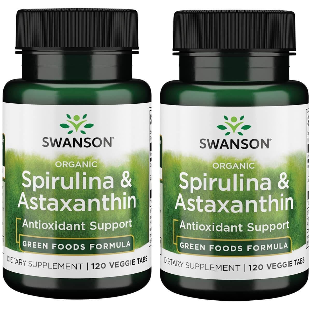 Swanson Spiruline et Astaxanthine, bouteille de gélules végétales pour énergie naturelle