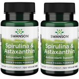 Swanson Spiruline et Astaxanthine, bouteille de gélules végétales pour énergie naturelle