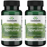 Swanson Spiruline biologique, comprimés 500 mg, 180 unités, soutien antioxydant et énergie durable.