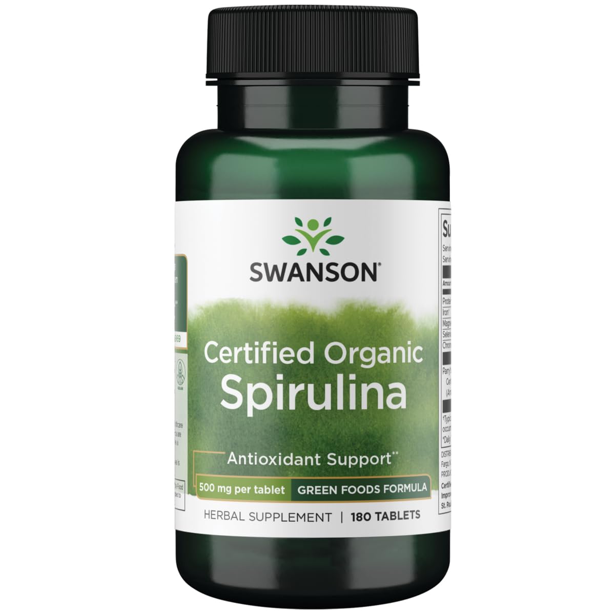 Swanson spiruline comprimés en bouteille, source protéique pratique pour l'énergie quotidienne
