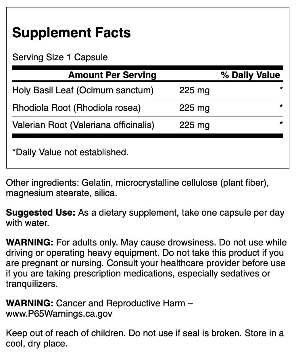 Swanson Rhodiola Basilic Sacré et Valériane bouteille: relaxation et bien-être quotidien.