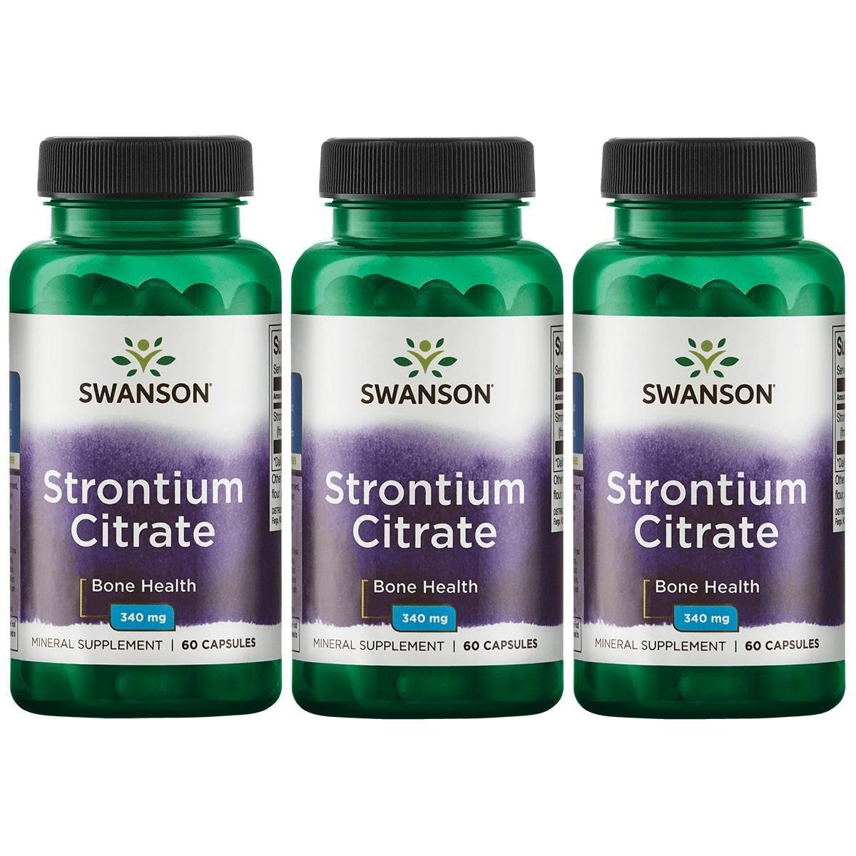 Swanson Strontium Citrate, bouteille de capsules: soutien potentiel des os et des dents.