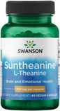 Swanson Suntheanine L-Theanine, bouteille 60 capsules veganes, soutien du calme et concentration