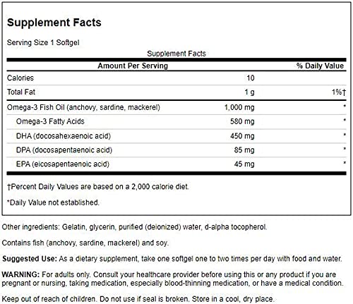 Swanson Super DPA étiquette et informations nutritionnelles claires