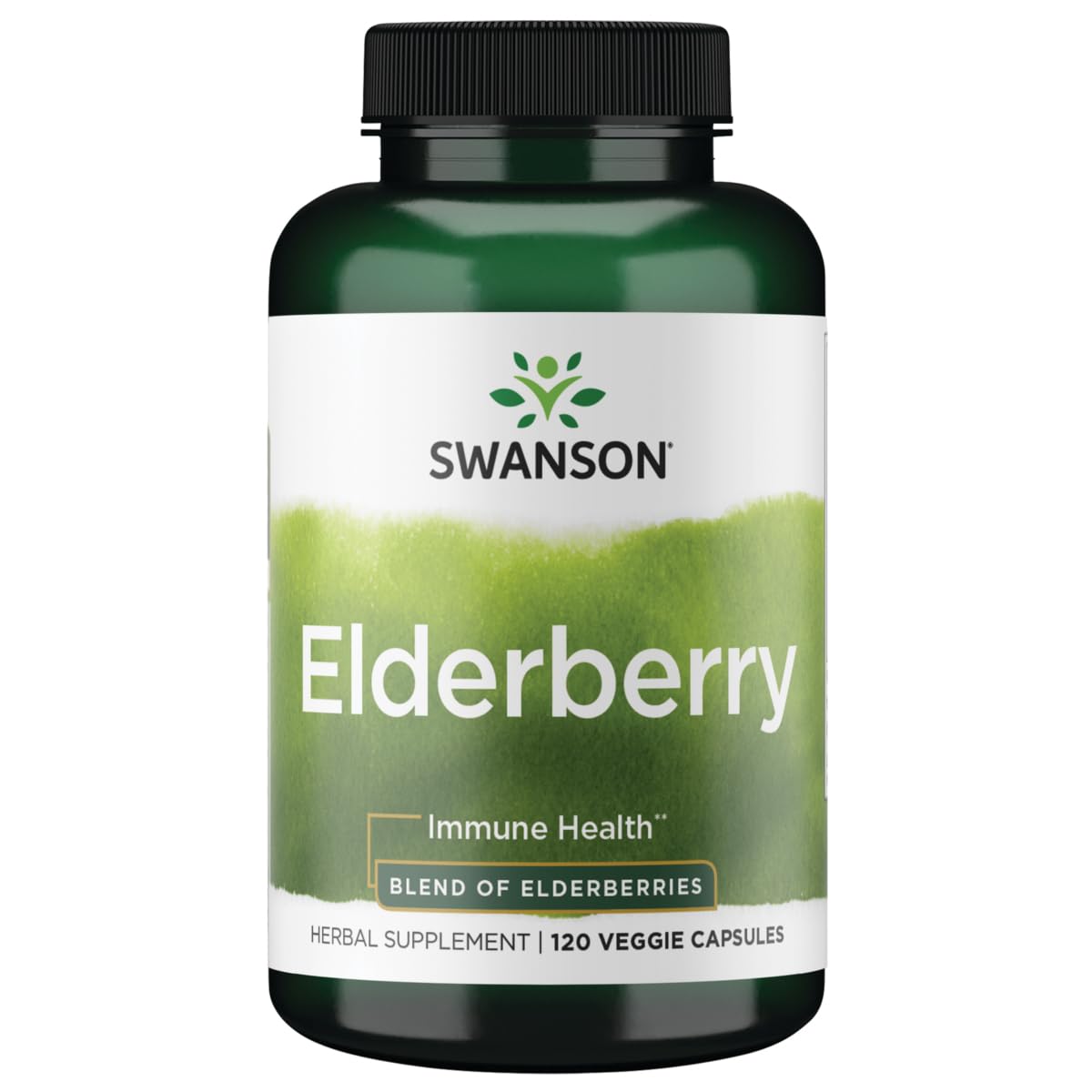 Capsules végétales Swanson Elderberry 575 mg pour un soutien immunitaire.
