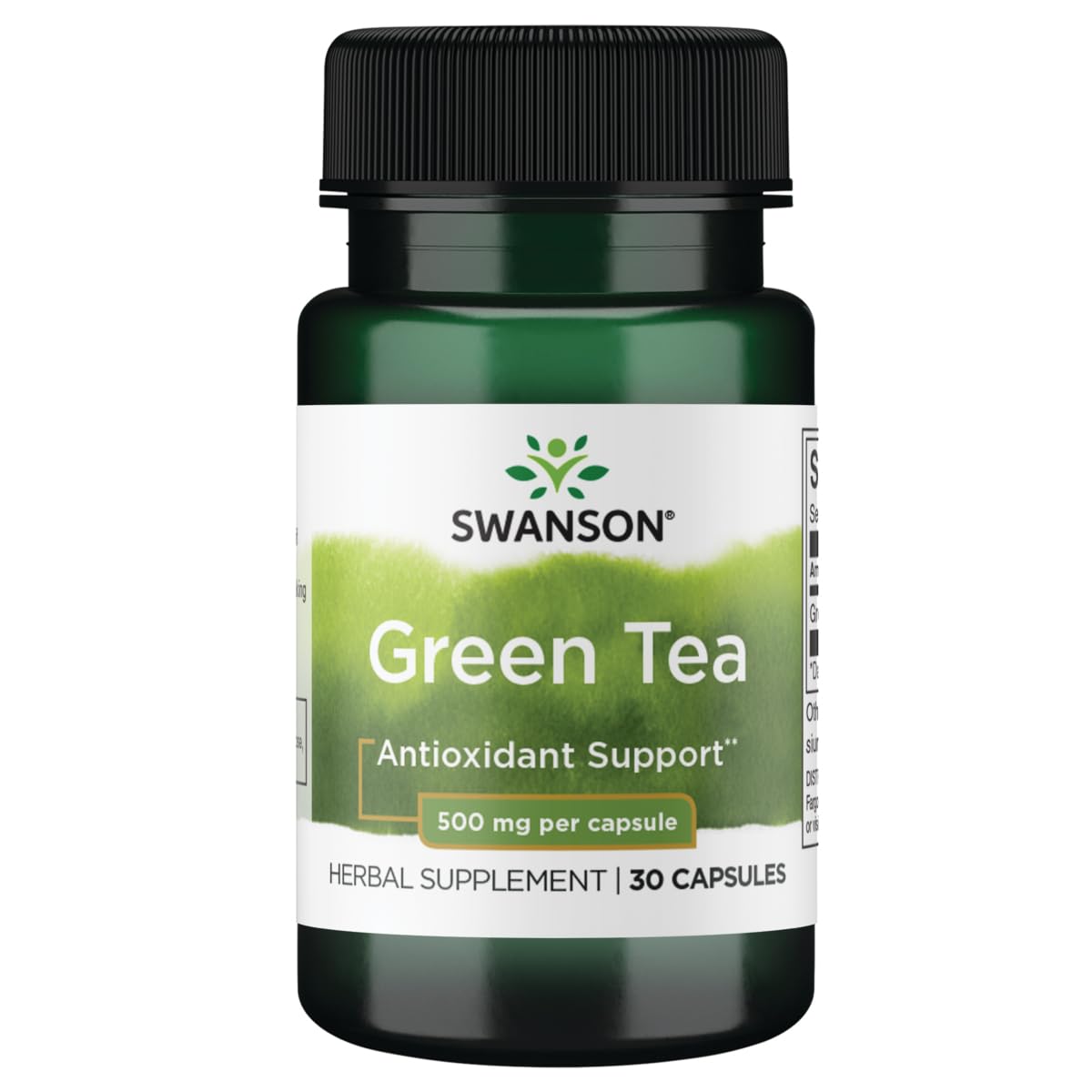 Swanson Thé Vert 500 mg – boîte 30 gélules, énergie naturelle potentielle.