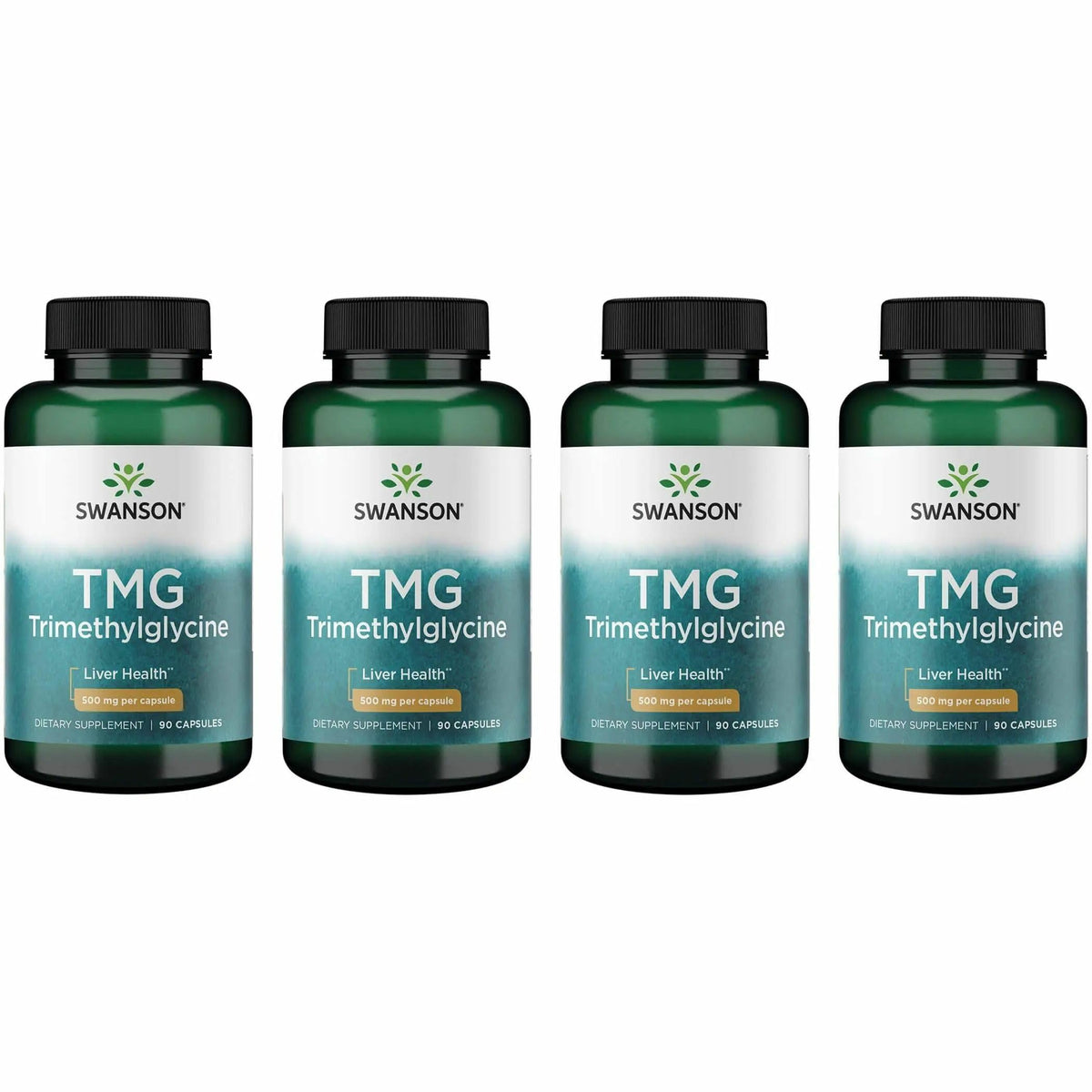 Swanson TMG en bouteille de 90 capsules, dosage 500 mg, pratique au quotidien.