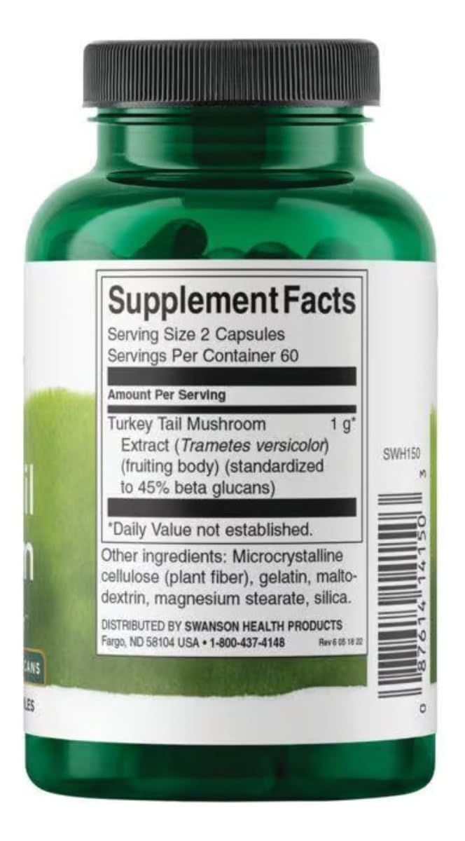 Swanson Tramète versicolore – pilules 500 mg faciles à avaler pour le soutien quotidien