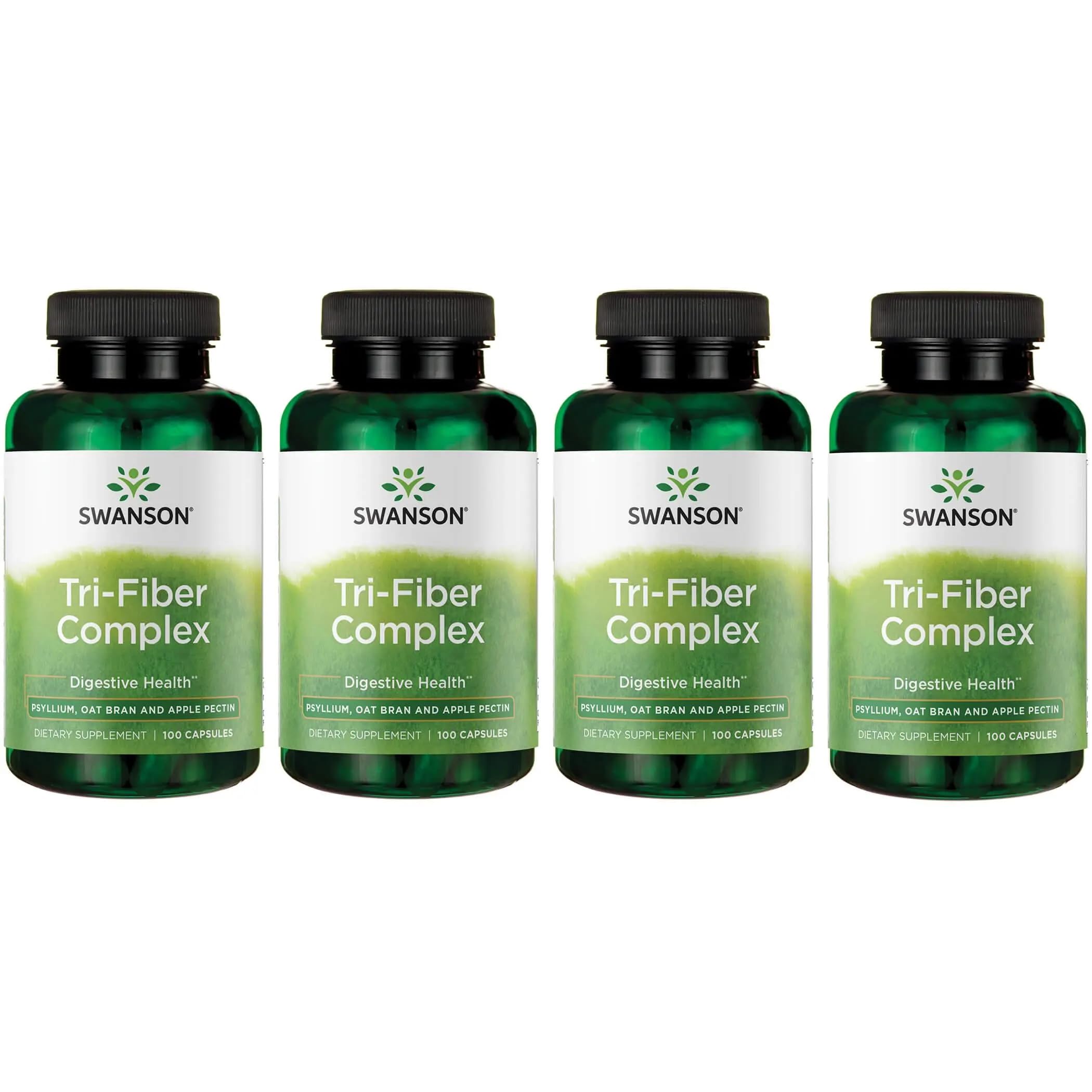 Swanson Tri-Fiber Complex emballage: pack de 4 bouteilles pour une routine régulière.