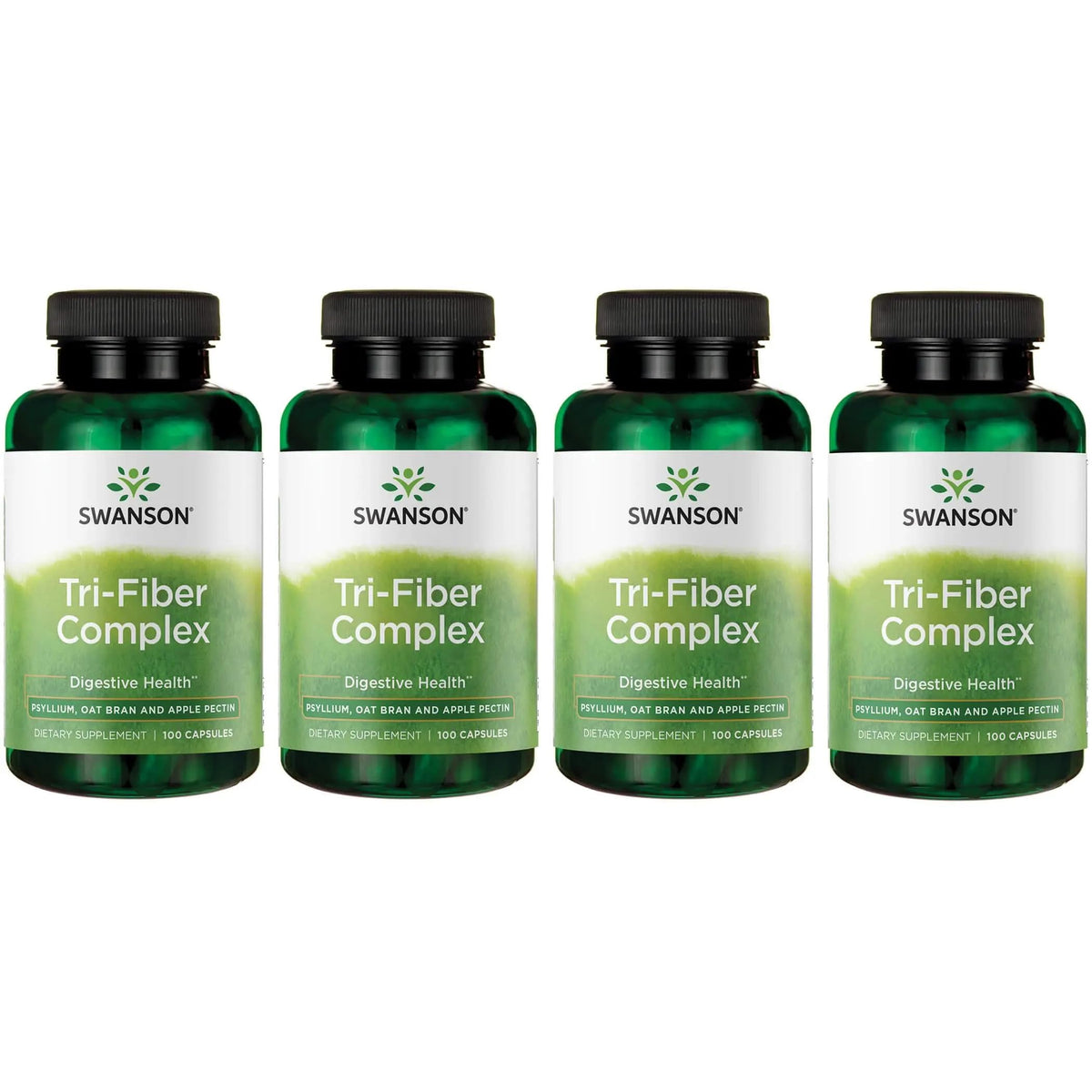 Swanson Tri-Fiber Complex emballage: pack de 4 bouteilles pour une routine régulière.